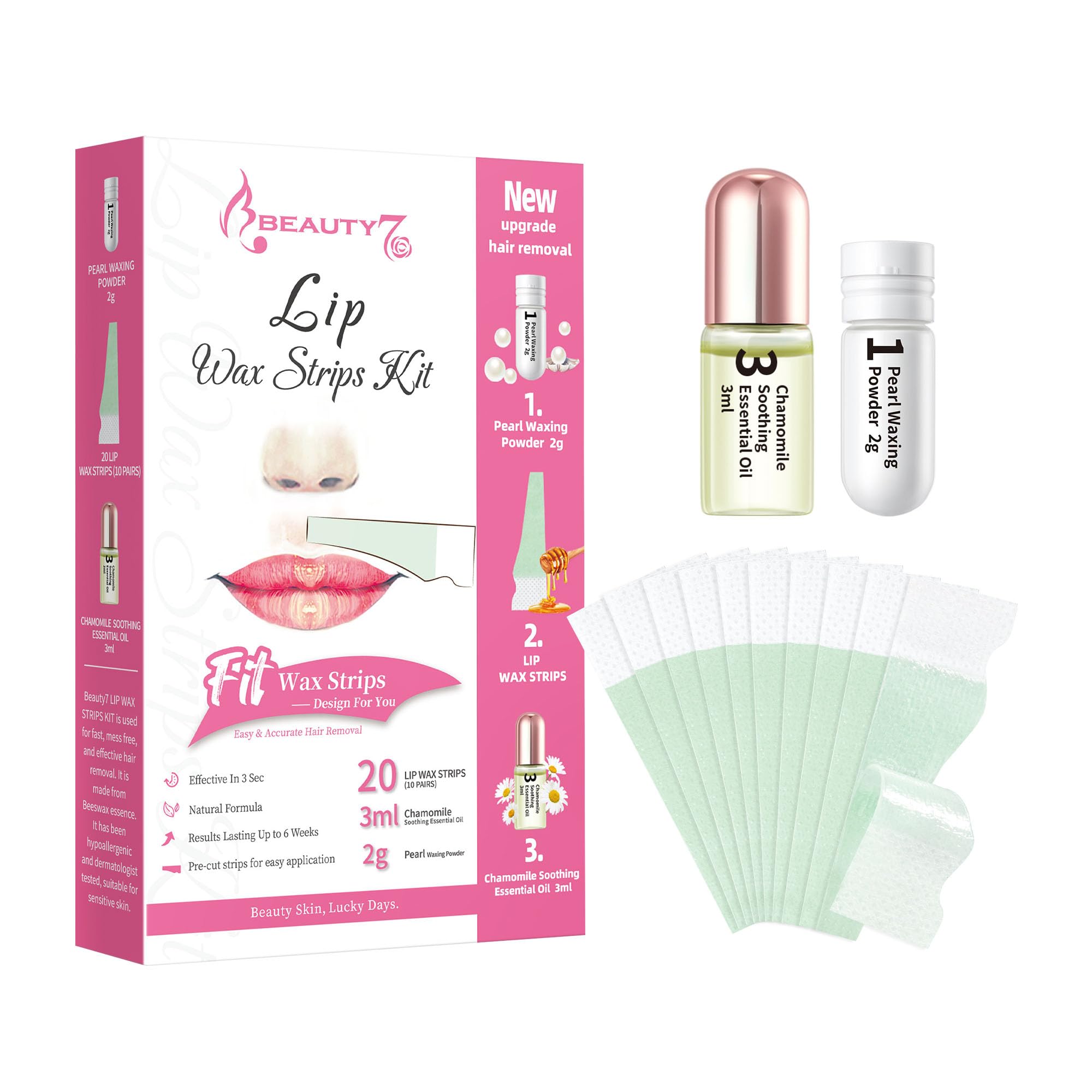 Beauty7 Lip Wax Strips, Ready to Use Waxing Strips 20pcs
