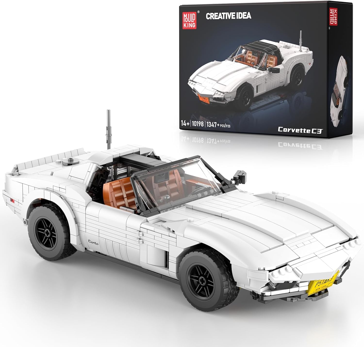 Mould King C3 Classic Sport Car Building Sets, Creative Classic Cars for Teens Age 14+, Display Model for Home or Office Décor, 10198 Cool Vehicles Model Kits Birthday Gifts for Adults, 1557 PCS