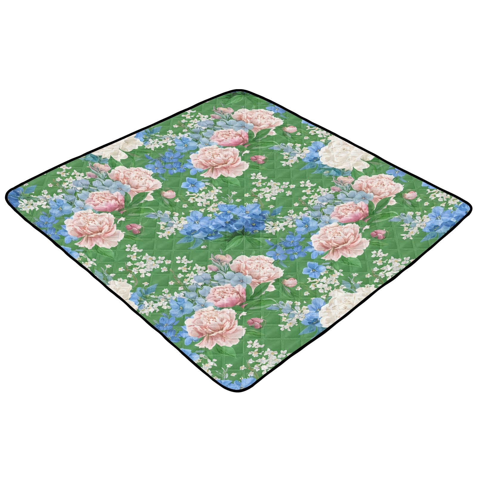 BOESI Graffiti Pink and Blue Flowers Baby Play Mat, 50“ X 50” Washable Folding Crawling Mat, Baby Floor Mat, Soft, Non-Slip