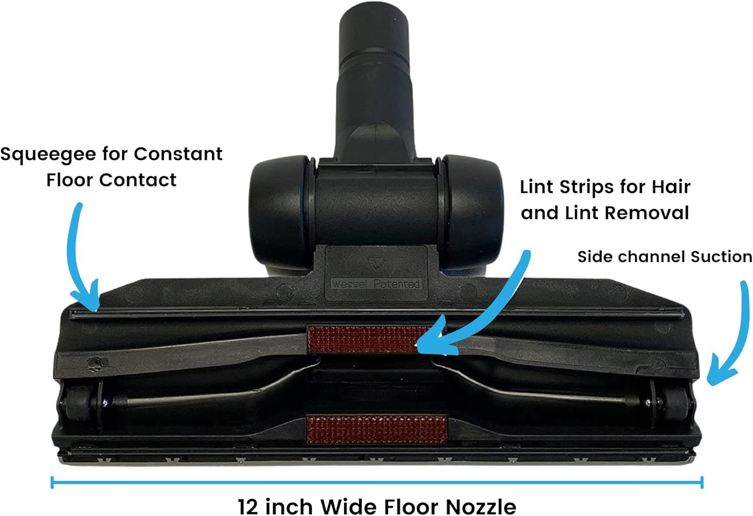 Wessel-Werk RD285 Ultra-Thin Combination Floor Tool Vacuum Attachment for Hard Wood and Carpet Floors (Fits 1.5in. Compression Cuff S-Wands)