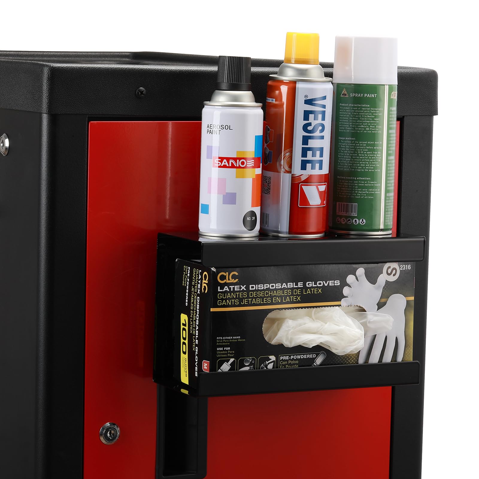 EMENTOL Juego de 4 soportes magnéticos para dispensador de guantes/pañuelos, soporte de pared para dispensador de guantes negro, montaje en caja de herramientas o en talleres