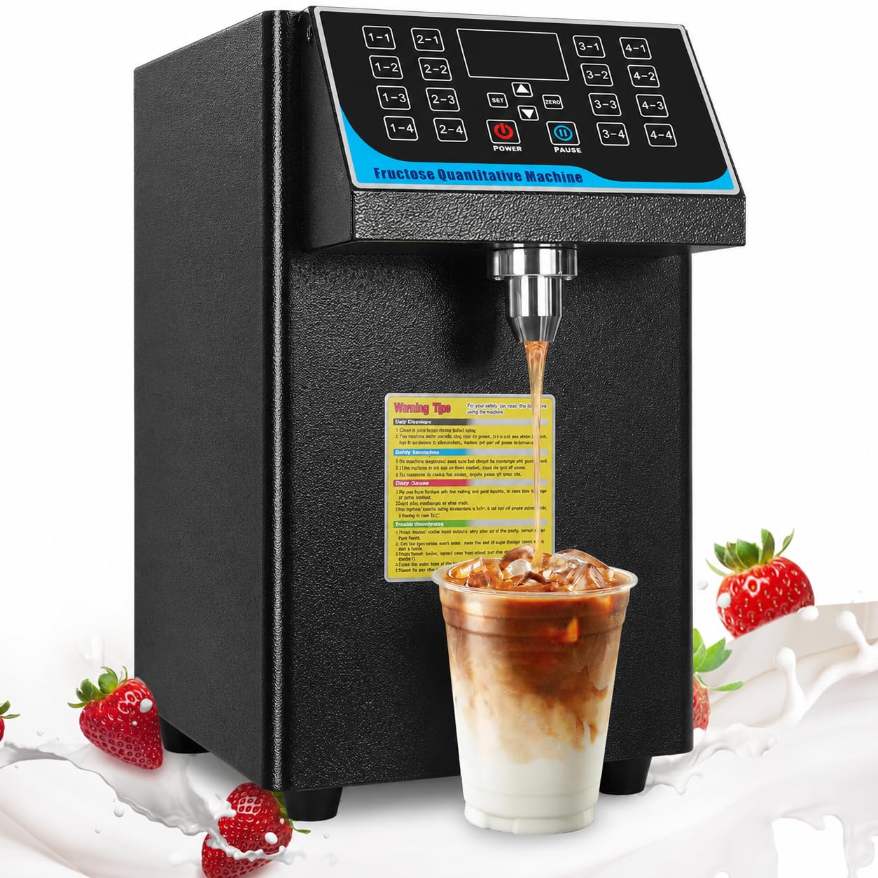 Automatyczny dozownik fruktozy 7,5 l, maszyna do dozowania syropu 450 W ze stali nierdzewnej, dozownik cukru z 16 pamięciami do herbaty bąbelkowej, kawy, baru i herbaciarni