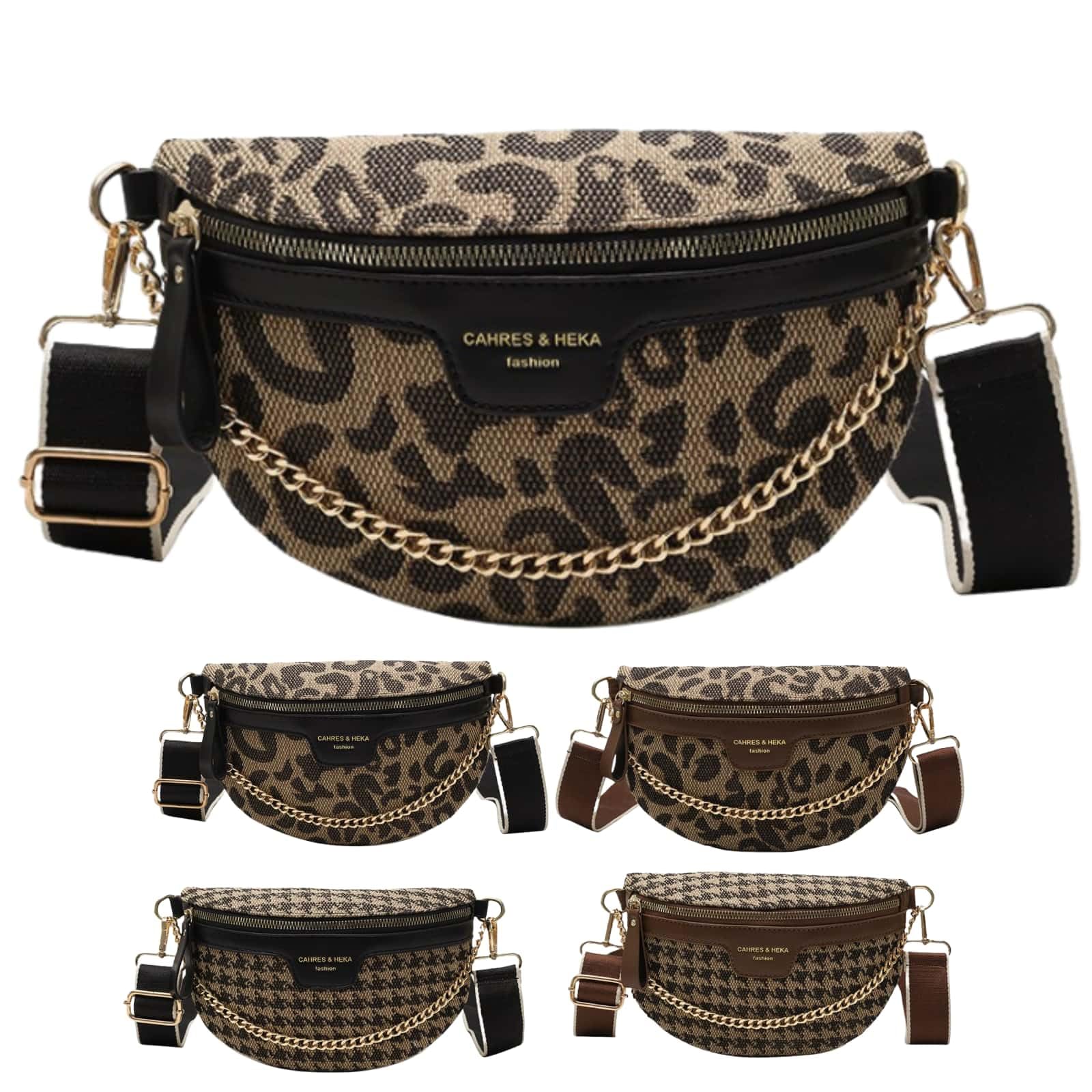 VTYFRY Crossbody Bags for Women Trendy All-match Sling Chest Bag Fashion Leopard Pattern Fanny Pack Zipper Casual Versatile (Leopard Black)