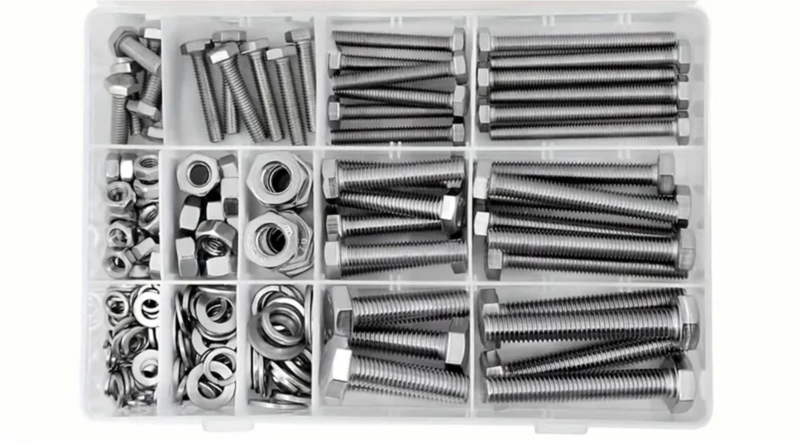 M6 M8 M10 Hochleistungsschrauben- und Muttern-Sortiment-Kit, 304 Edelstahl, Enthält die 8 gängigsten Größen Schrauben und Muttern Set(176PCS)