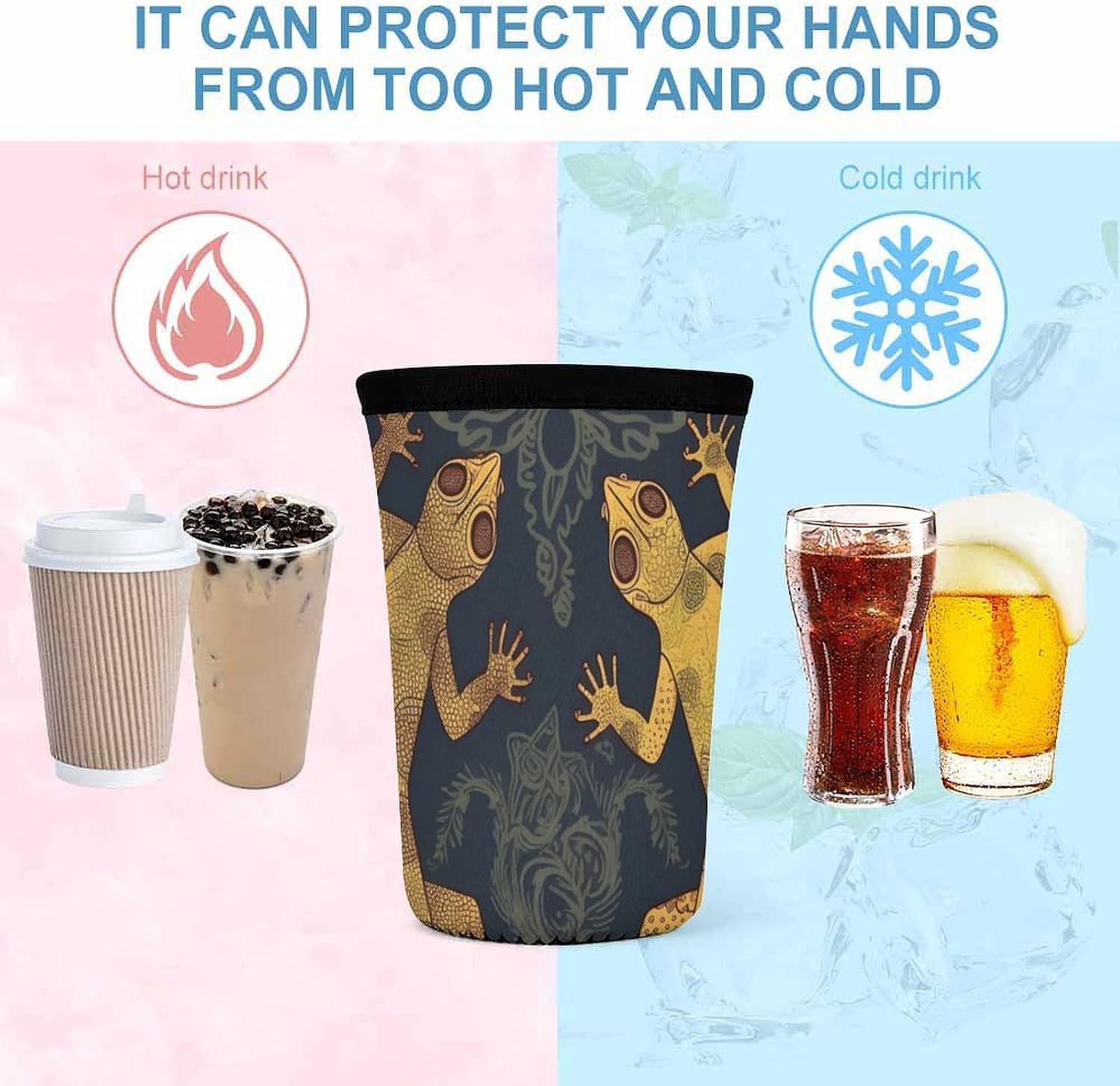 3 Pack Neoprene Cup Sleeves, Stretchy Reusable Drink Cup Cover Universal