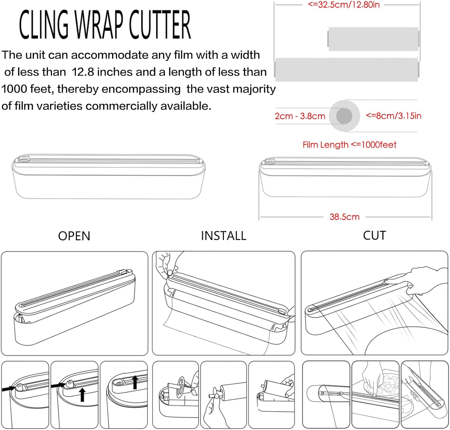 Plastic With Cutter Aluminum Foil Dispenser Refillable Wrap