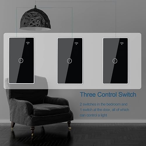 Miniatura 6 de Interruptor de luz inteligente, interruptor de luz WiFi de 2.4 GHz compatible con Alexa y Google Home, interruptor de luz de pared táctil