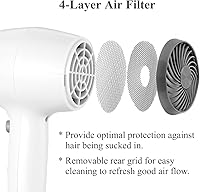 Vista 8 de Hair Dryer, 1875W Compact Hair Blow Dryer, with Diffuser and Concentrator, White