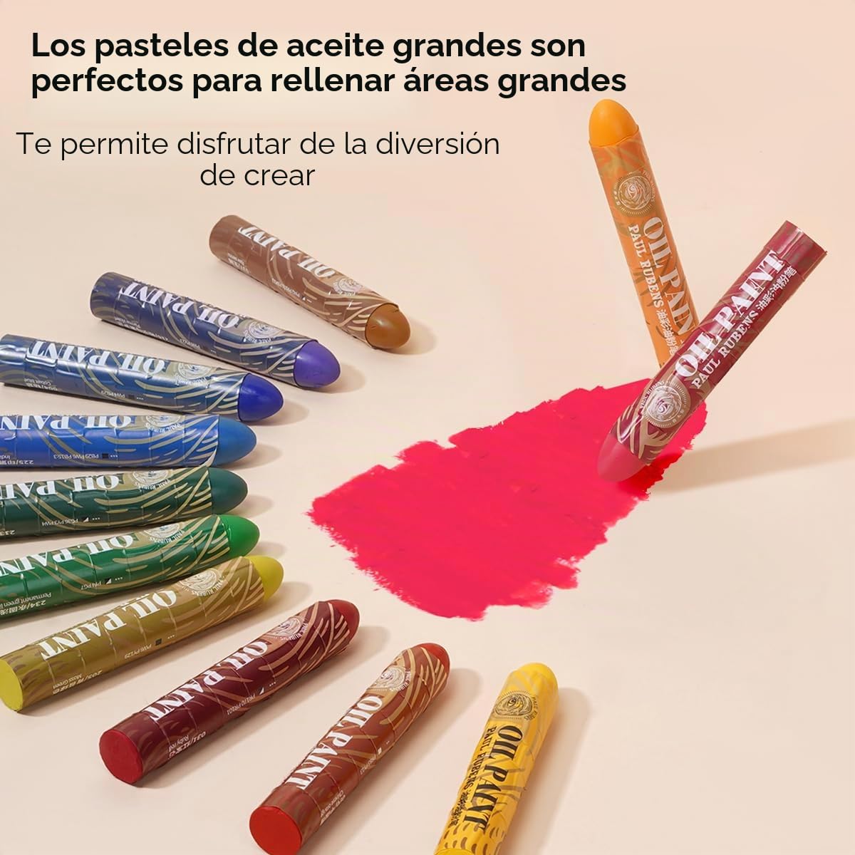 Paul Rubens Pasteles al óleo, 12 colores Super Jumbo HaiYa Artists Soft Oil Pastels Vivid and Creamy, Art Supplies for Artists, Beginners, Students, Art Painting Drawing (Set A)