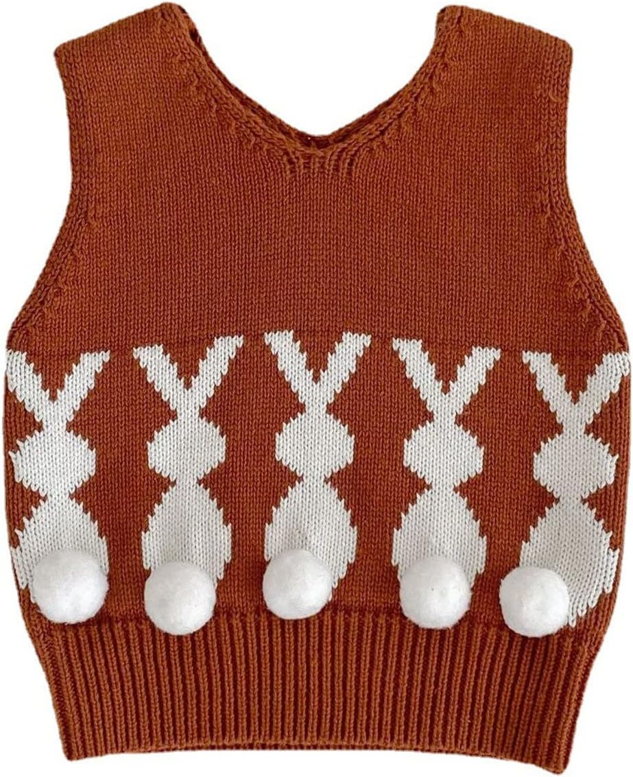 Girl Hoodies and Sweatshirts Girl's Cute Plaid Bunny Sleeveless V Neck