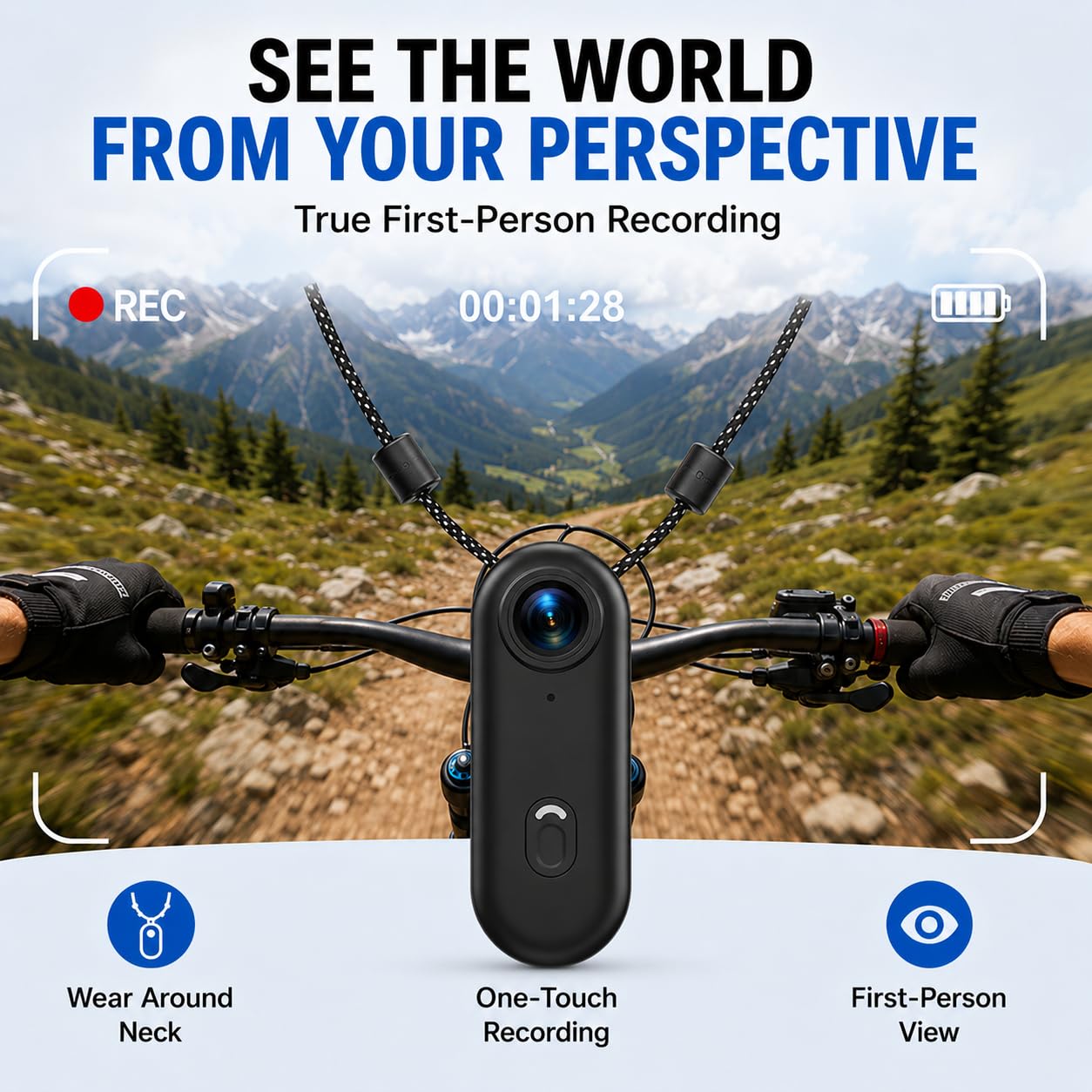 Winnes Minicámara Deportiva WiFi Negro, cámara de Pulgar HD 1080P, Lente Gran Angular de 120°, IP68, Resistente al Agua hasta 30 m, grabadora de Video vlog.