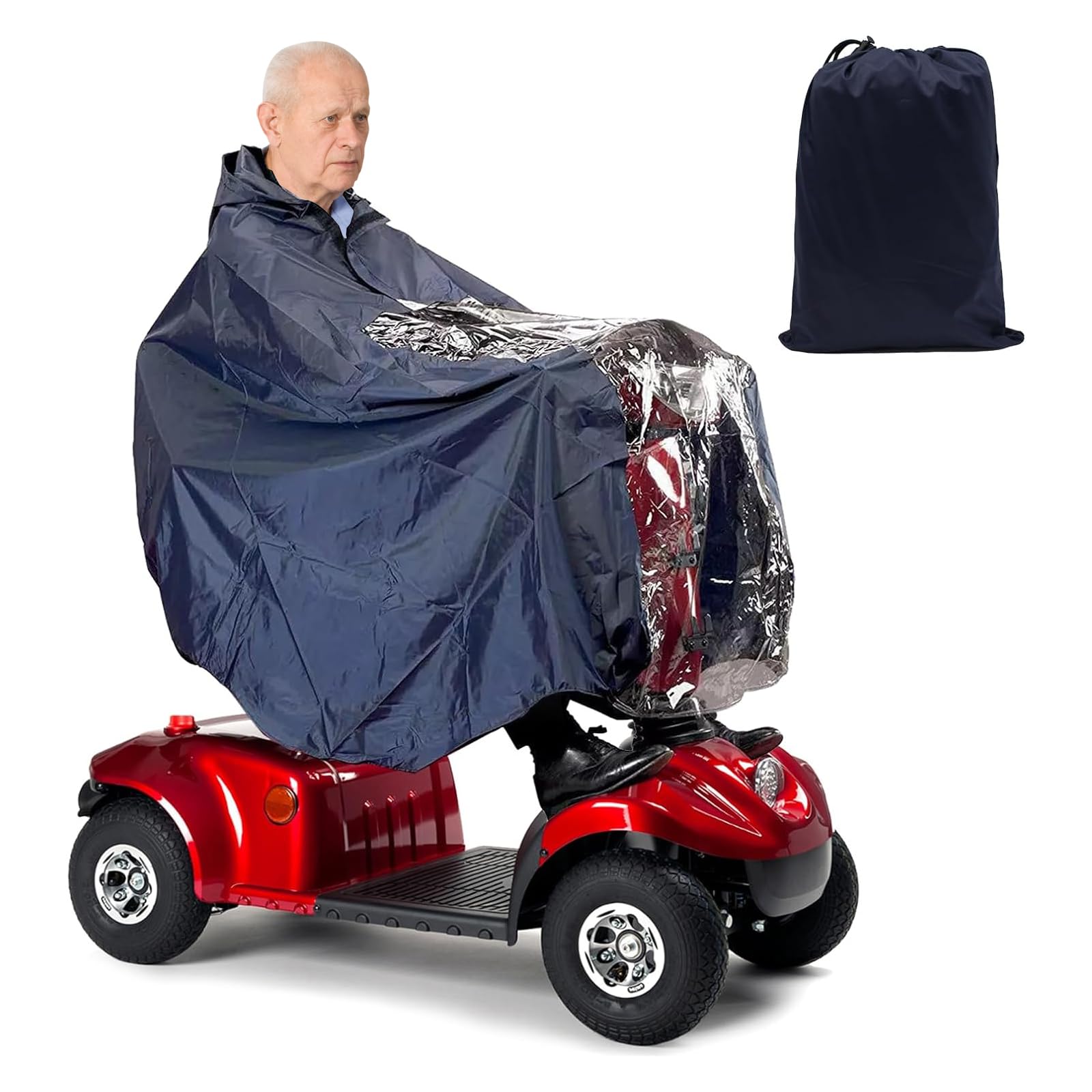 Poncho de pluie universel avec capuche et panneau transparent pour protection contre la pluie - Poncho de pluie pour camping-car, fauteuil roulant, imperméable et coupe-vent