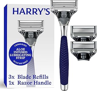 Harry’s Original Chrome Handle Razor Value Pack - Ergonomic Shaving Razor for Men - 5 Blades - Manual Shaving - Precision ...