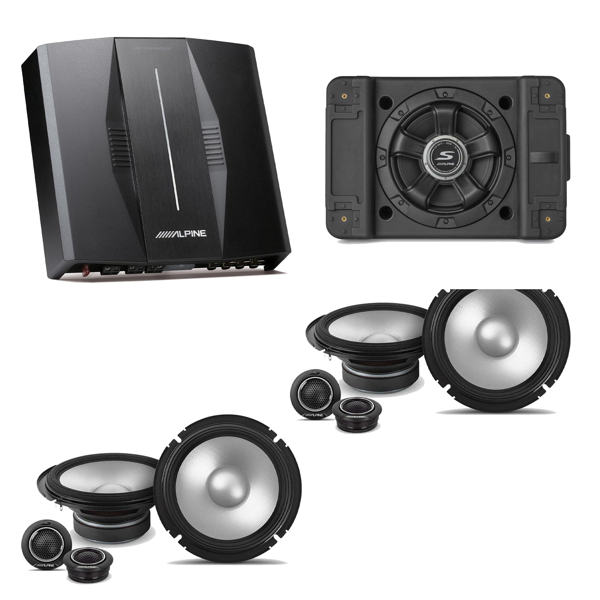 Alpine PXE-C80-88 OPTIM8 8-Channel Hi-Res DSP Amplifier w/SS-SB12 Subwoofer, (2) S2-S65C 6.5