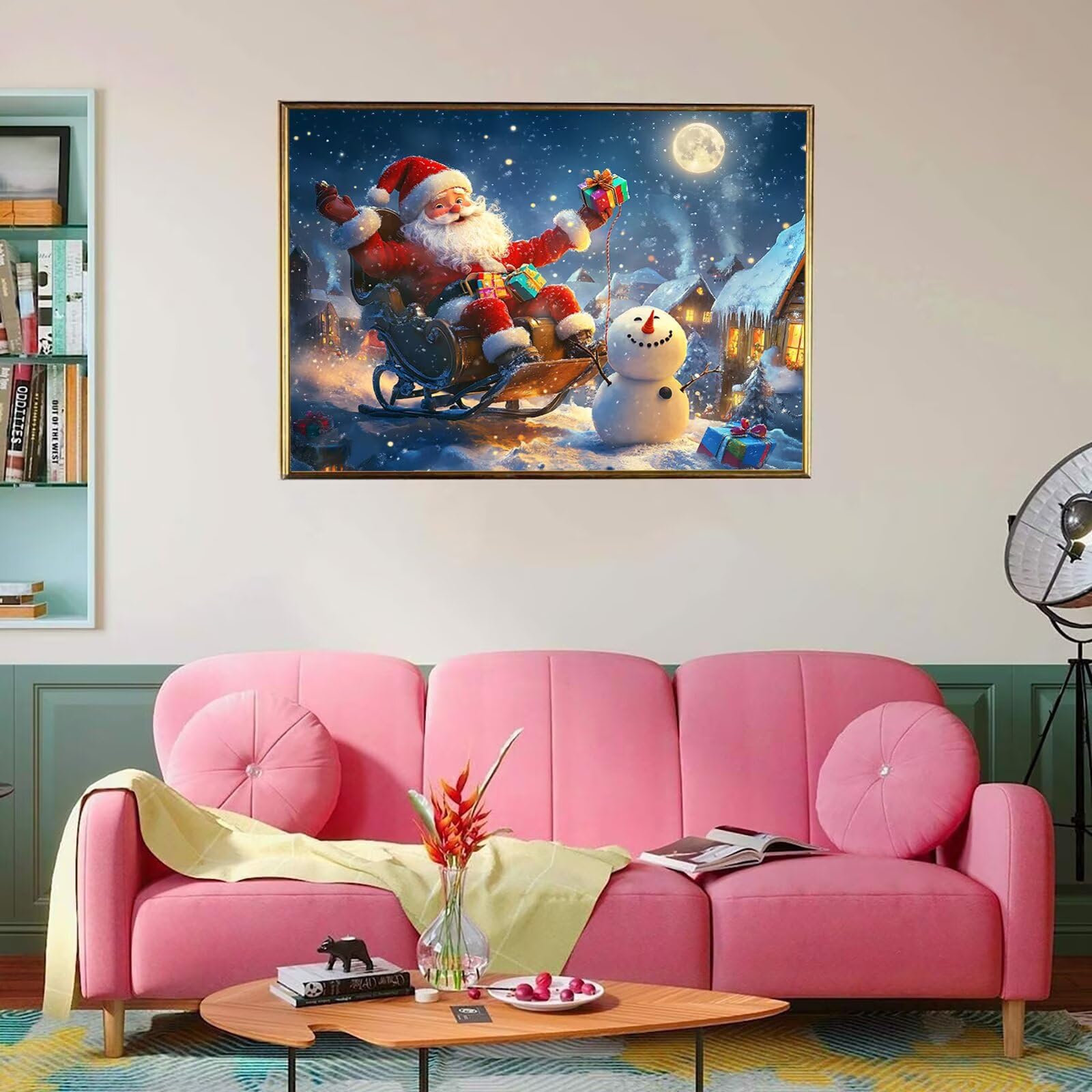 Księżyc puzzle 1500 elementów, trudne puzzle, drewniane puzzle dla całej rodziny, zestaw "zrób to sam" dla dorosłych, nadają się jako dekoracja ścienna, prezenty dla kobiet, temat: Święty Mikołaj 8p
