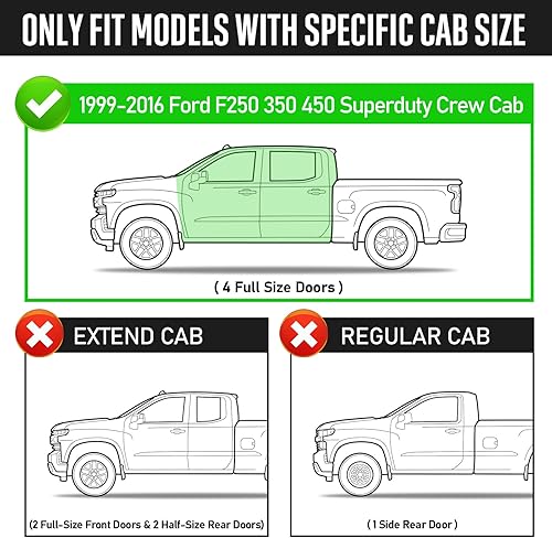 Miniatura 3 de Barras de estribo compatibles con Ford F250 F350 F450 Superduty Crew Cab 1999-2016 (solo compatible con Crew Cab), hechas de acero al carbono. Todas