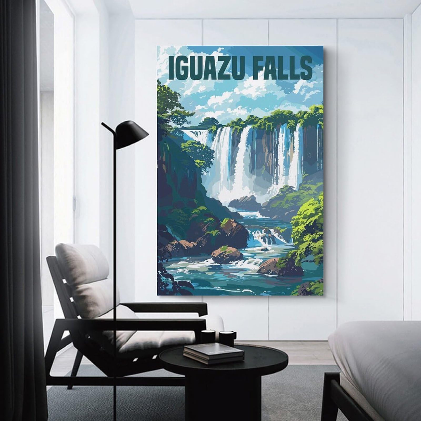 Junmoney Iguazu Falls Argentinia Hanging Wall Art 20x30inch(50x75cm), for Work Areas, Reading Rooms Or Studios, Canvas Wall Decor for Creative Rooms