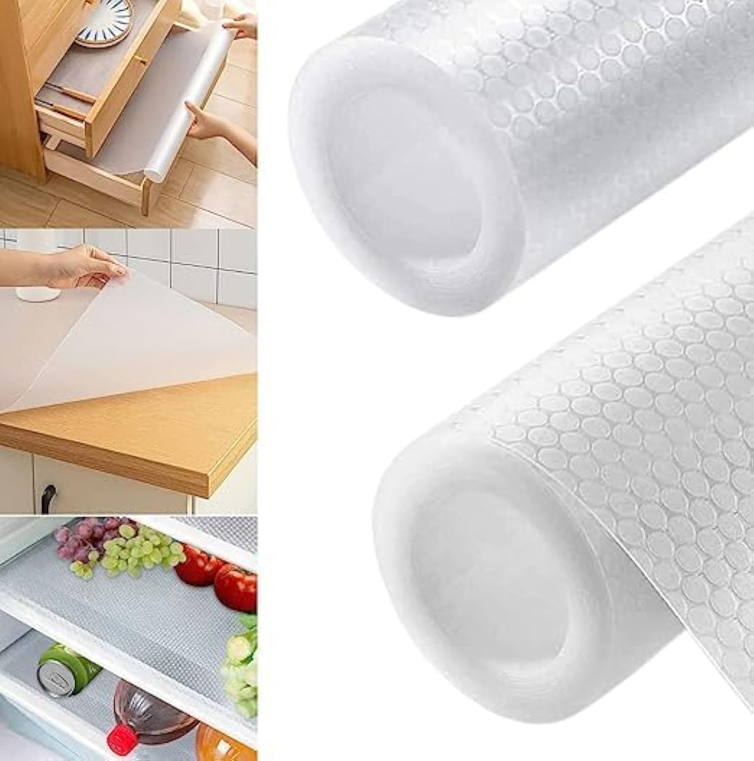 MahMir® Non-Slip Shelf Liner for Kitchen 2Rolls(150 x 45cm) EVA Food Grade,Non-Adhesive Drawer Mats Liner,Original Smooth Liner,Durable Strong Grip,Stain-Proof Shelf for Drawer,Cabinet,Fridge (Clear)