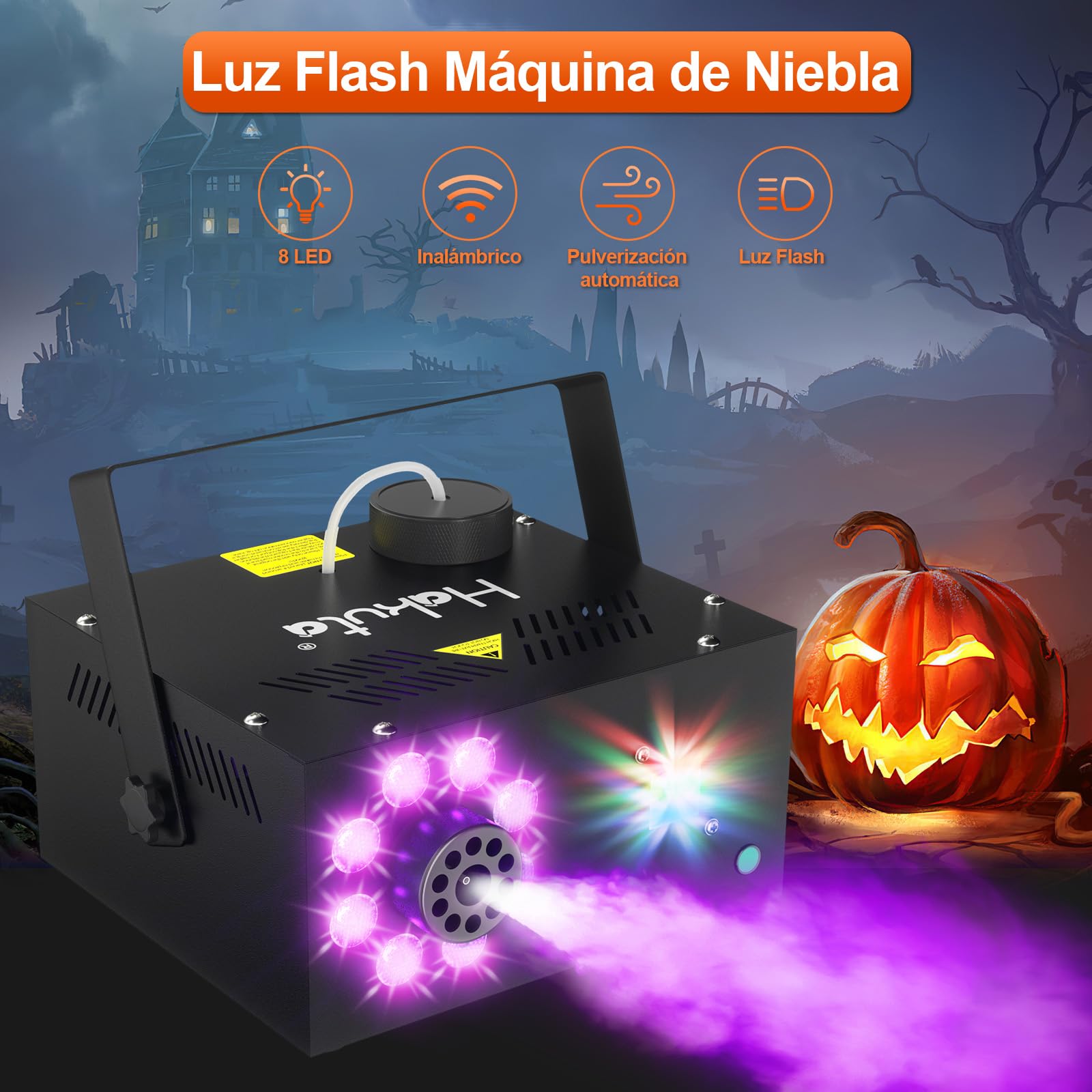Hakuta Máquina de Humo con 13 Colores, 500W 2000CFM Máquina de Niebla para Fiestas con 2 Mandos a Distancia - Para Bodas, Halloween y Escenarios
