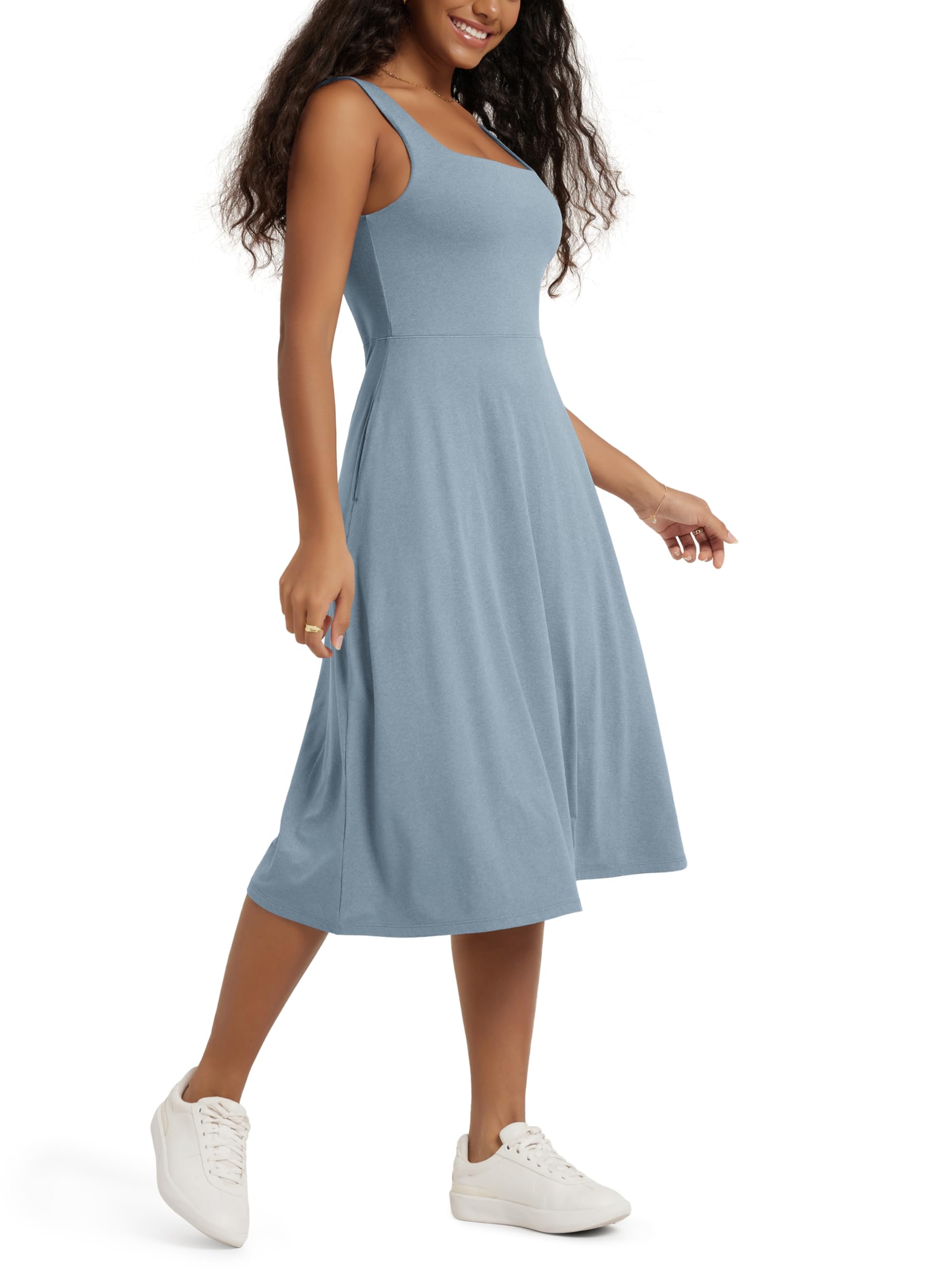 ODODOS Square Neck Midi Dress