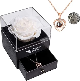 Vera Rosa eterna con Ti Amo Confezione Regalo Collana Fatto a Mano Forever Rose per San Valentino Festa della Mamma Anniversario Matrimonio Regali romantici per lei