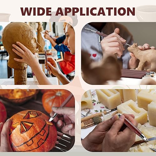 Miniatura 4 de Herramientas de arcilla para esculpir, kit de herramientas de tallado de polímero de doble cara, juego de herramientas de cerámica de madera para