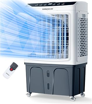 VAGKRI Swamp Cooler with 10 Gal Water Tank, Evaporative Air Cooler Outdoor Air Conditioners 3-IN-1 Cooling Fan with Remote Control Water Self-filling, 24H Time, 3 Modes for Garden, Garage, Patio