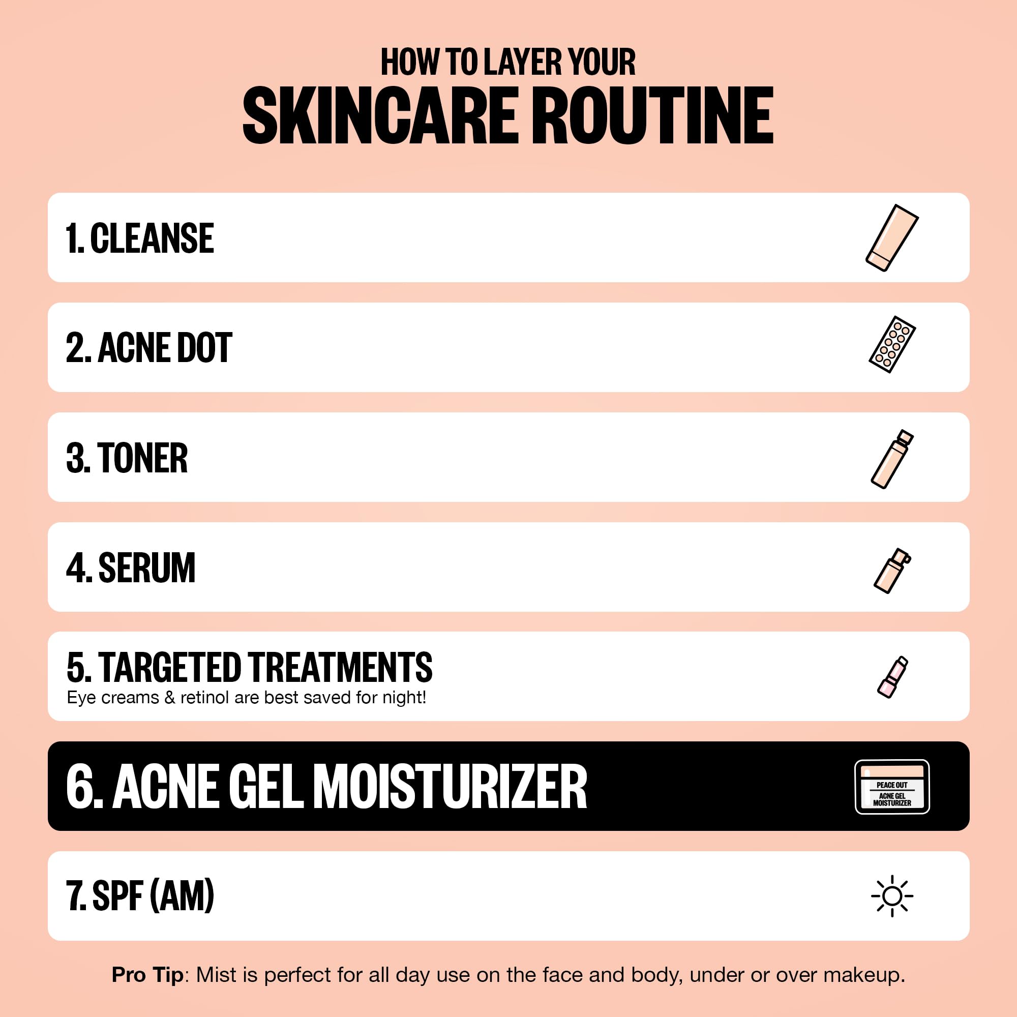 PEACE OUT Acne Gel Moisturizer for Oily Skin, Face Cream for Acne-Prone Skin with 2% Salicylic Acid, Niacinamide and Ceramides, 1.69 fl oz