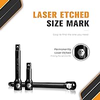 Vista 5 de Juego de barras de extensión de impacto de 12 pulgada 3 extensiones de enchufe de 3 pulgadas, 5 pulgadas y 10 pulgadas de longitud, acero Cr-V