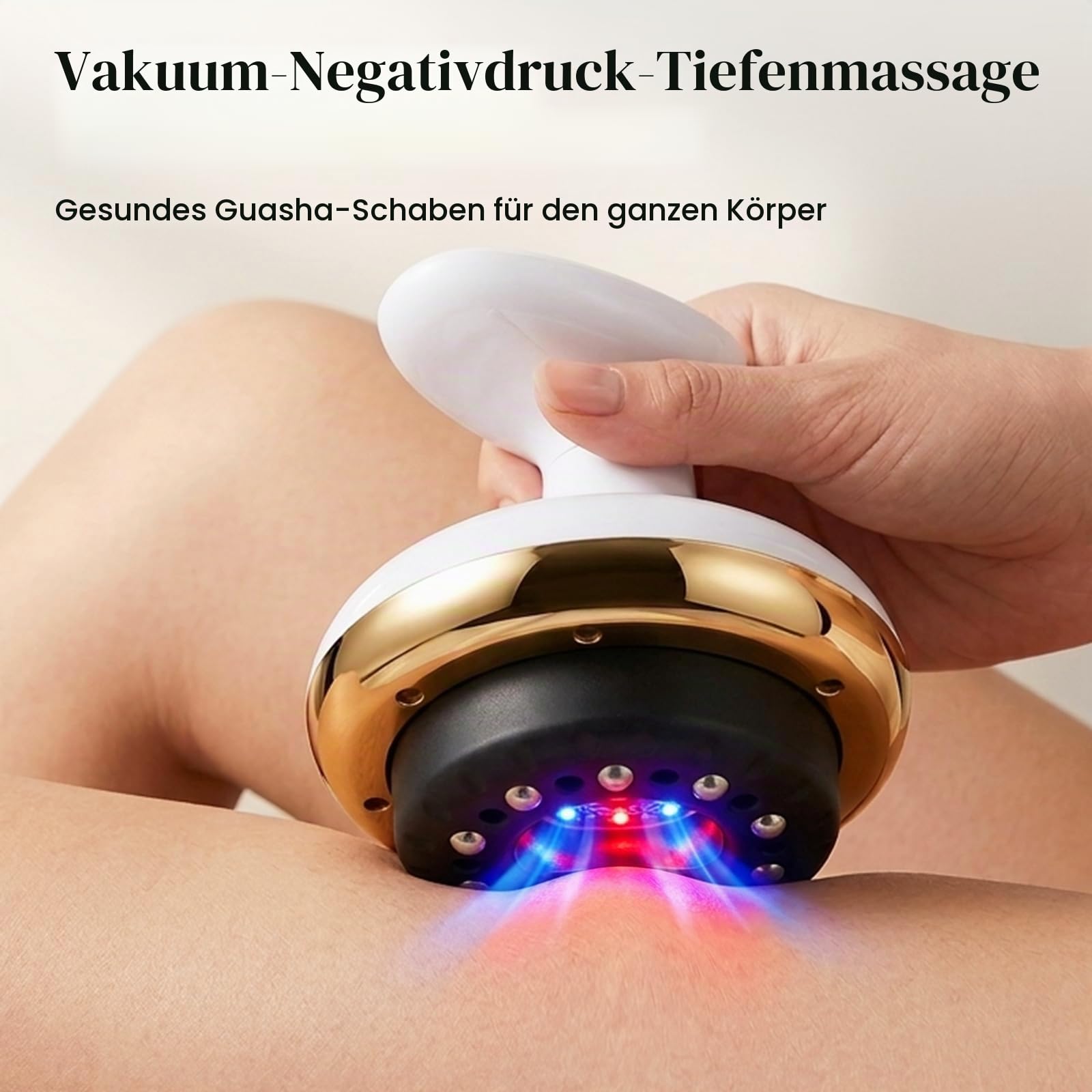Vacuvia Cellulite Massager 4-in-1 - Vakuum Massagegerät mit 9 Stufen & Wärme, Type-C Wiederaufladbar, Elektrisches Gua Sha mit 40 Noppen & 10 Magneten für Straffere Haut & Bessere Durchblutung
