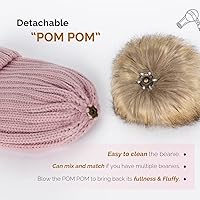 Vista 3 de FURTALK - Gorro de punto para el invierno con pompón de piel sintética, cálido, para mujeres