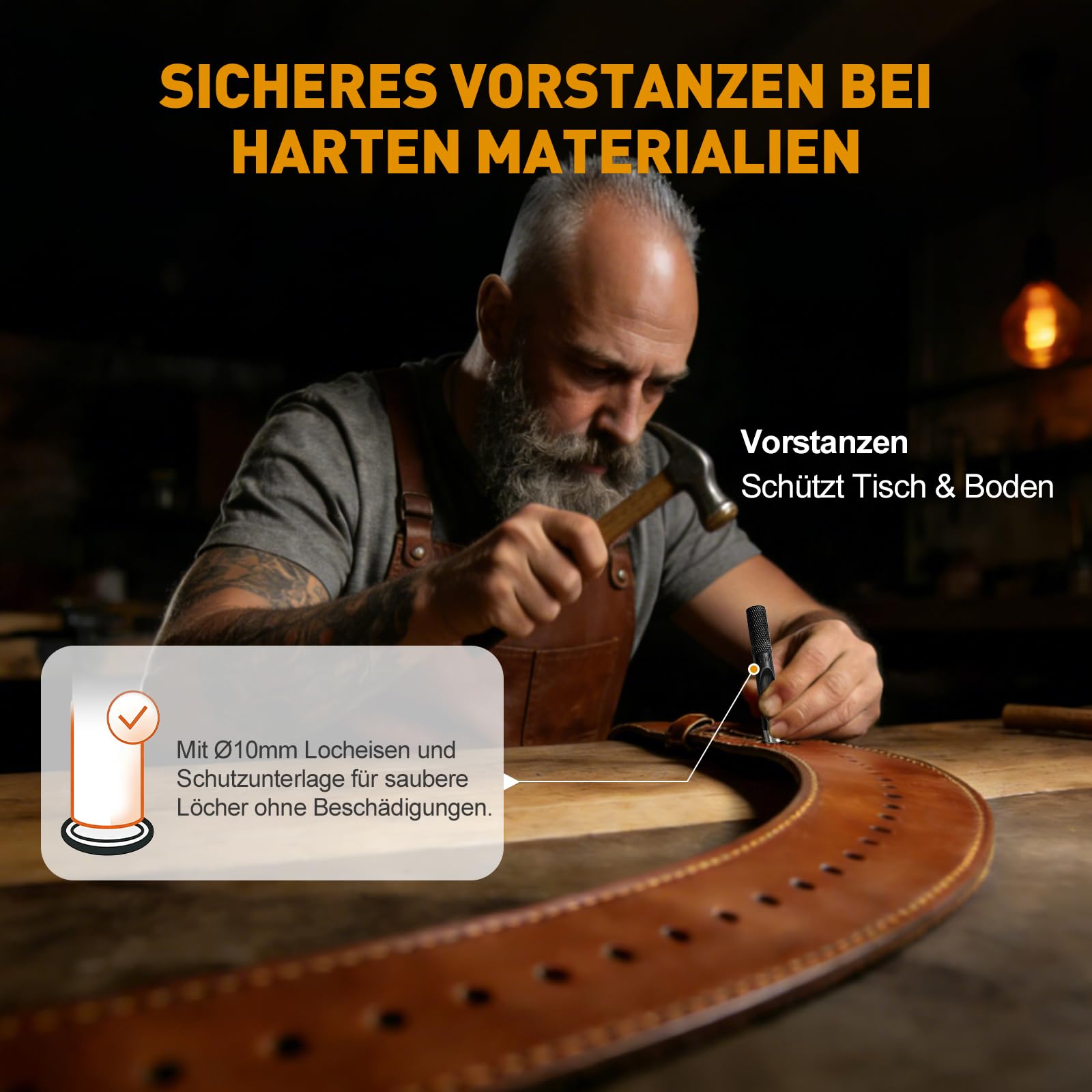 Pince à œillets professionnelle pour bâches et tissus avec 200 œillets - Kit d'œillets avec tête de perforation magnétique et insert interchangeable de 10 mm - Presse à œillets pour cuir