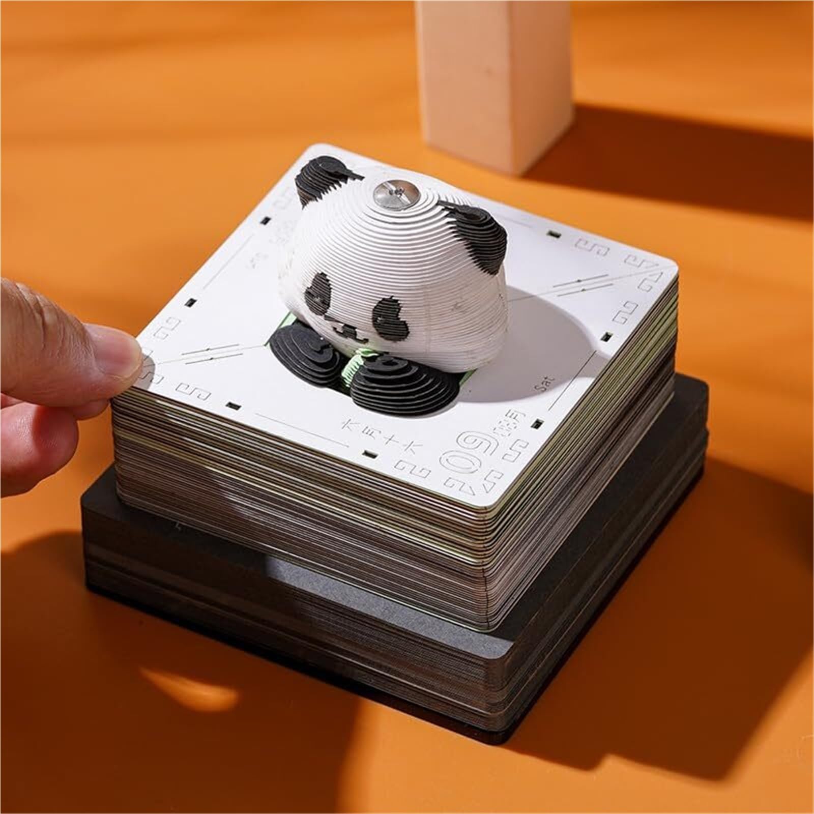 Stehender Tischkalender 270 Seiten mit 3D-Panda-Papier-Haftnotizen, handgerissener Kalender for 2025 Vintage-Bürodekoration