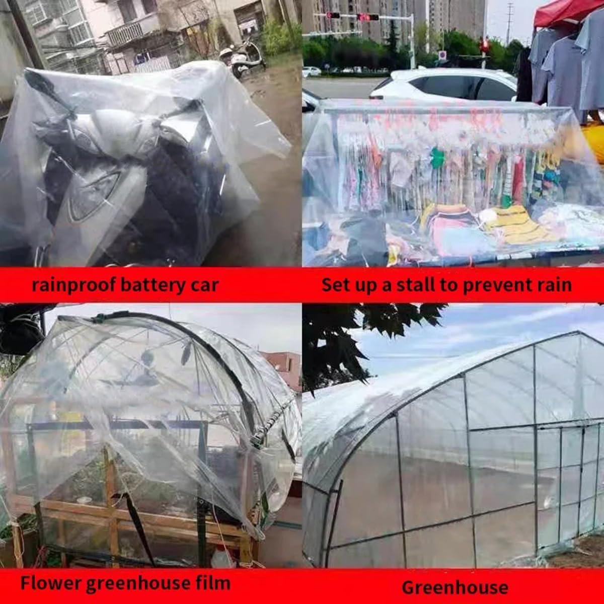 ECYC Ltd Clear Waterproof Tarp with Grommets, Transparent Plastic Tarpaulin Garden Rainproof Covering Tarp for Patio, Pergola, Porch, Plants Garden, Greenhouse, Outdoor Camping, 6.56 x 13.12 Feet