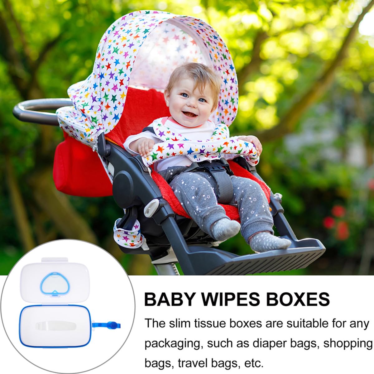 Caja Porta Toallitas para Ñiño Portátil 2 Unidades Material PP Ecológico Ligera y Práctica para Exteriores Compatible para Colgar en Cochecito o Bolsa Adecuado para Viajes y