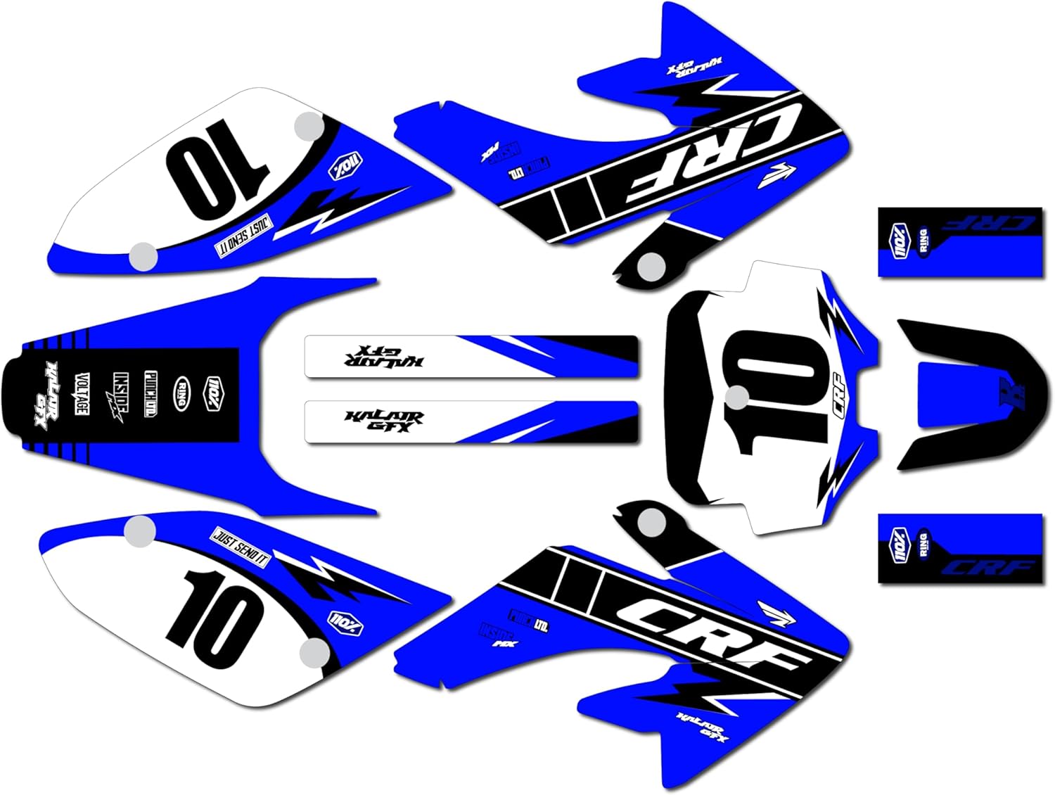 Graphics Kit for Honda CRF80 /CRF100 (2004-2016) Speed Series Red 09 Mil - Dirt Bike Custom Racing Graphics Decals Stickers Kit, no-Plastics