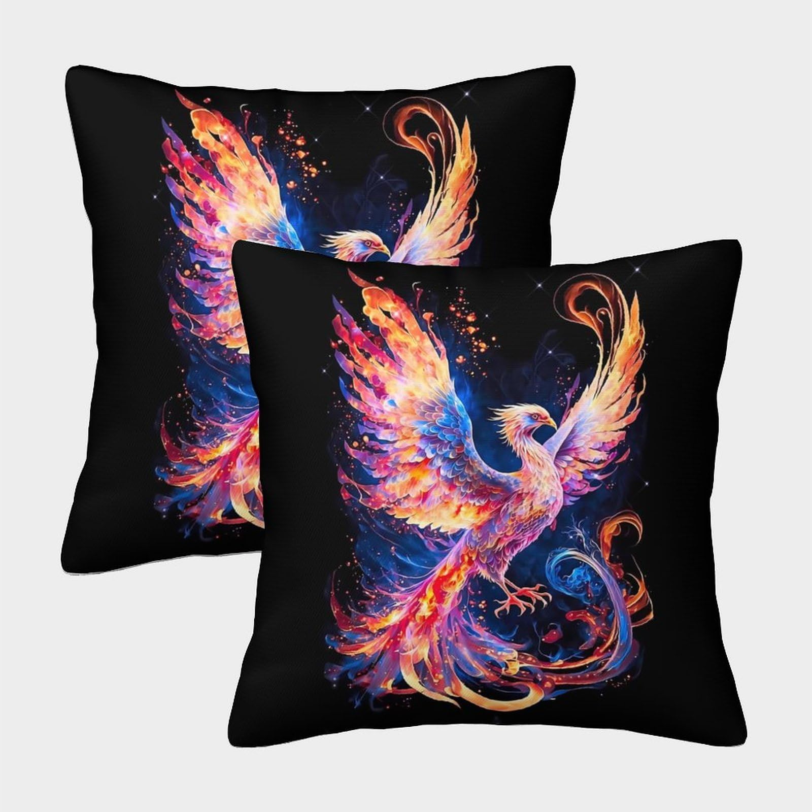 QFVANSIYO Colorful Phoenix 3D Printed Pillowcase Microfiber Bedroom Decor Artistic Phoenix Pillow Cover for Home or Teens 45x45cm