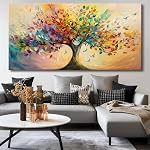 Vibrant Arbre de la vie Mur Art coloré en toile encadrée Imprimé pour salon, chambre, salle à manger, ou bureau moderne prêt à accrocher Décor,Nature Inspired Home Décoration - 20"x40"(50CMx100CM)