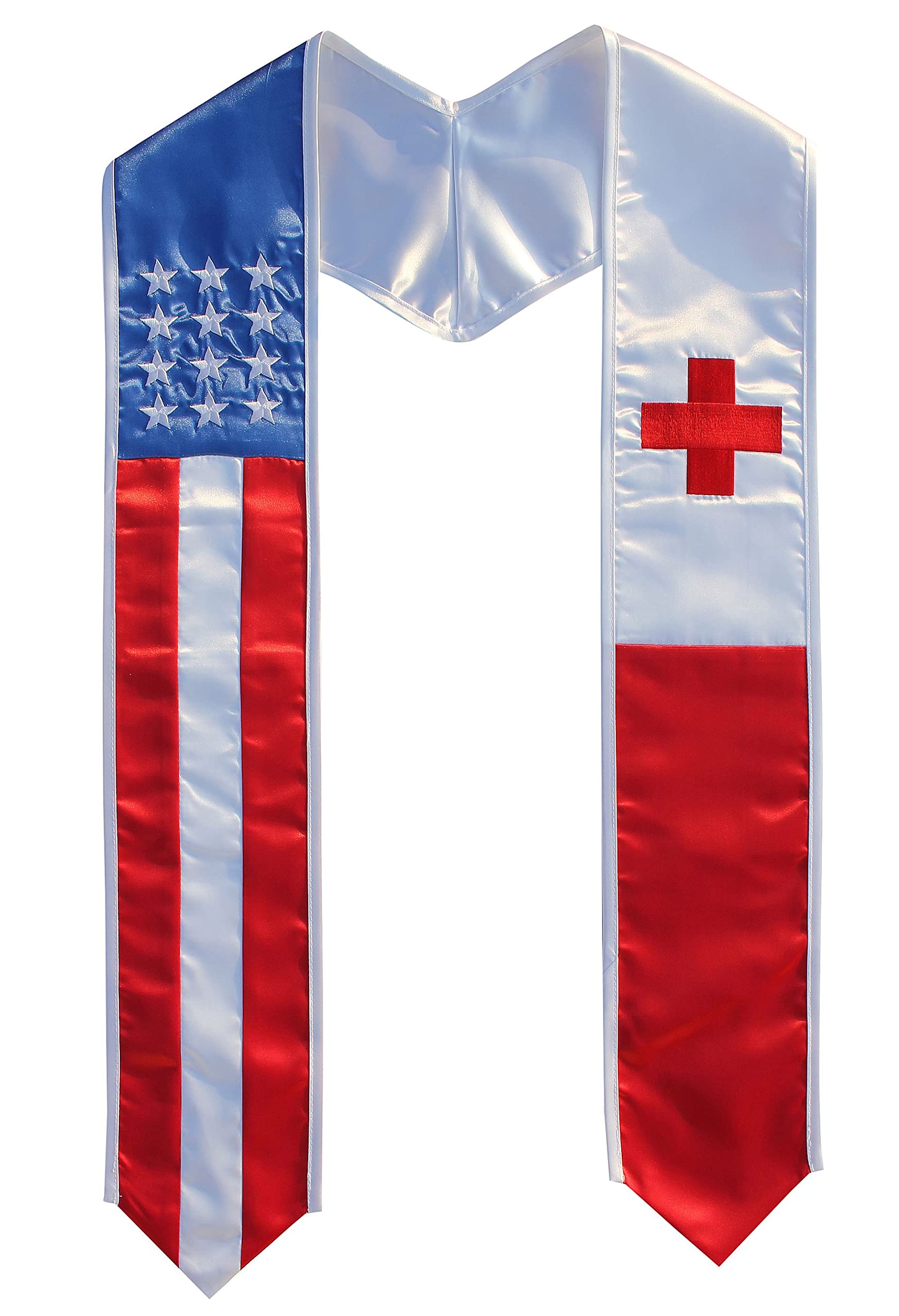 Del MexTonga Tongan/American Combo Graduation Flag Stole Sash Scarf Tongan USA