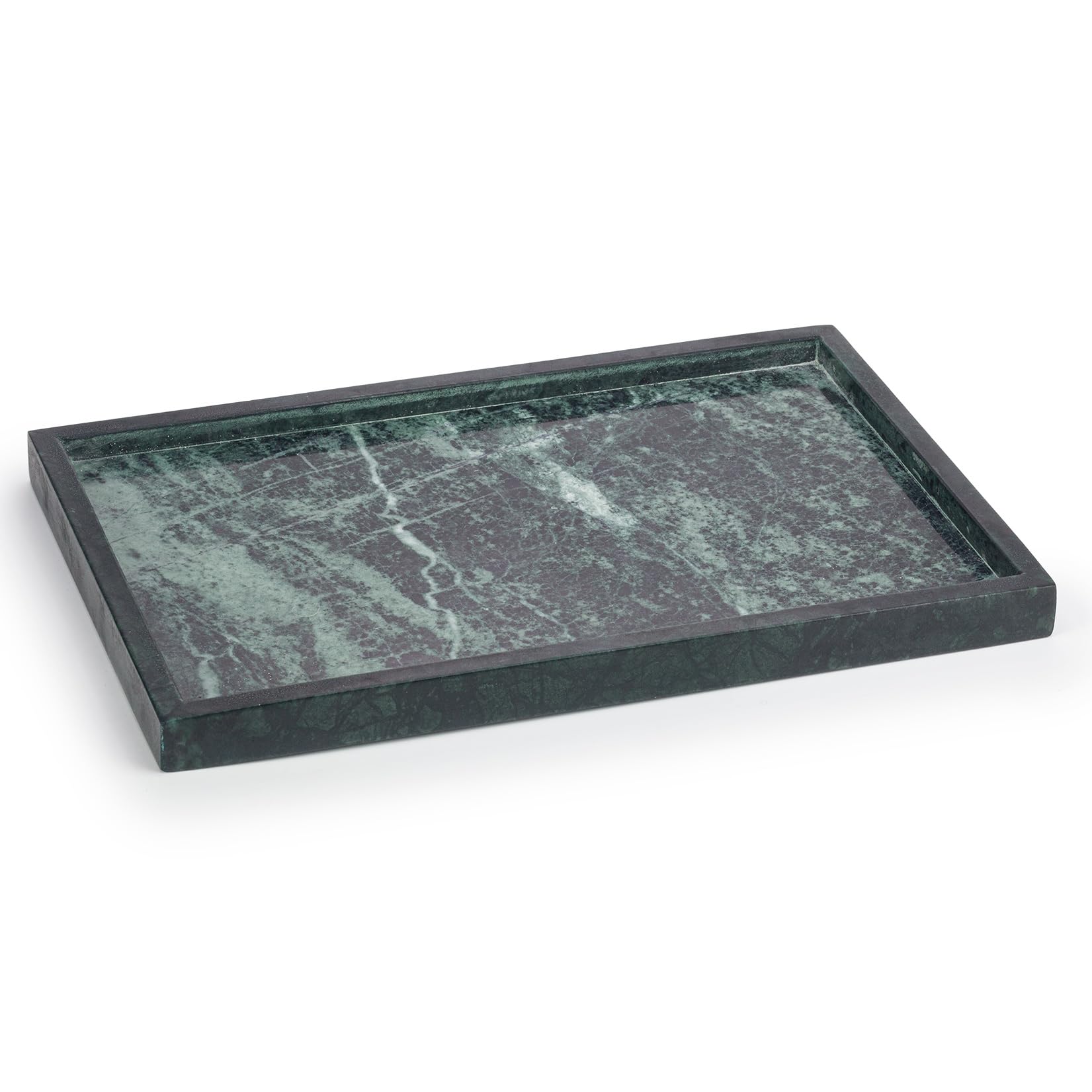 Ehc Green Natural Marble Bathroom Vanity Tray - Rectangular, 31 X 20 X 2 Cm - Countertop Sink Storage Organiser For Cosmetic, Perfume, Home Decor