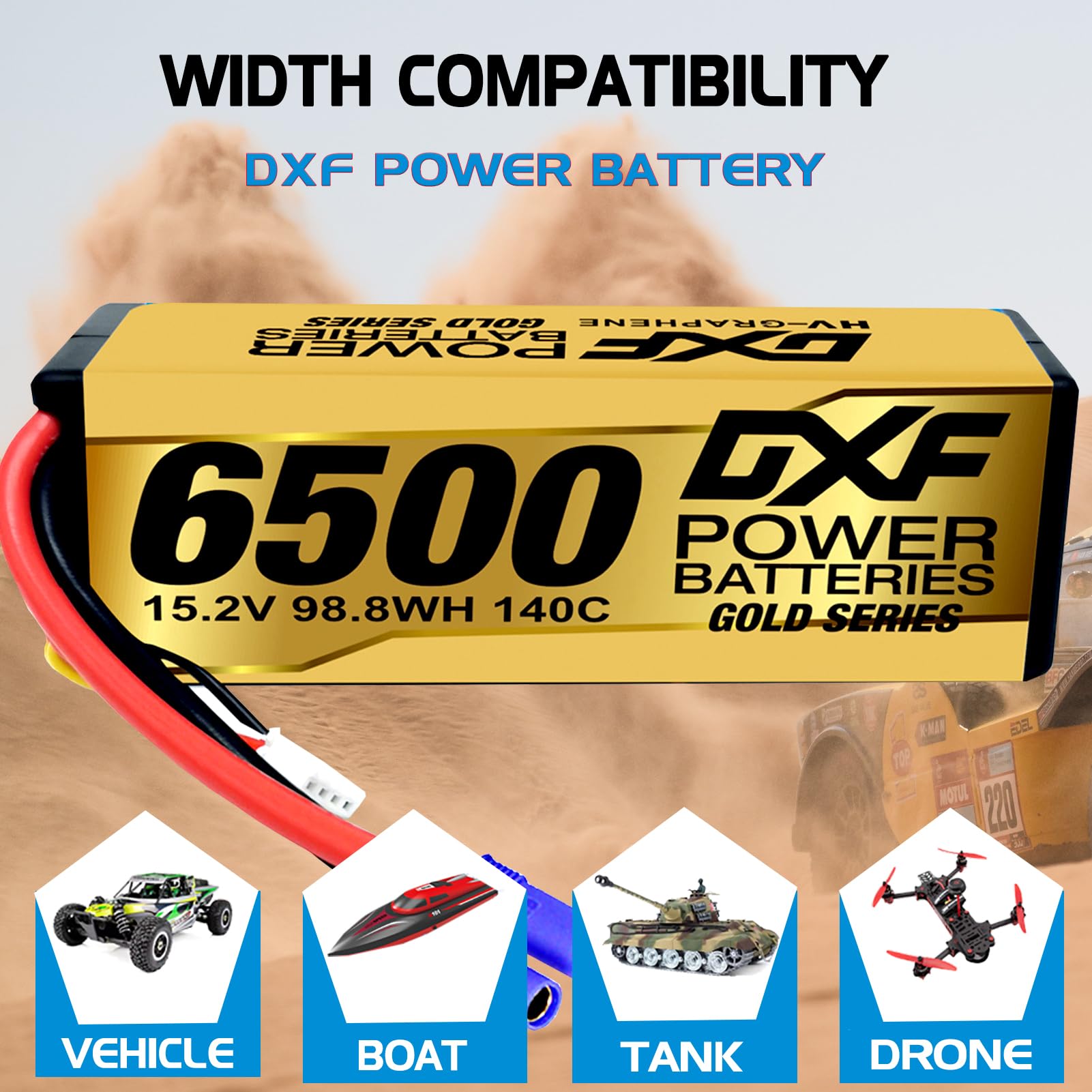 Dxf Battery DXF 2-Pack 4S Lipo Battery – 7500mAh, 14.8V, 100C, EC5 ...