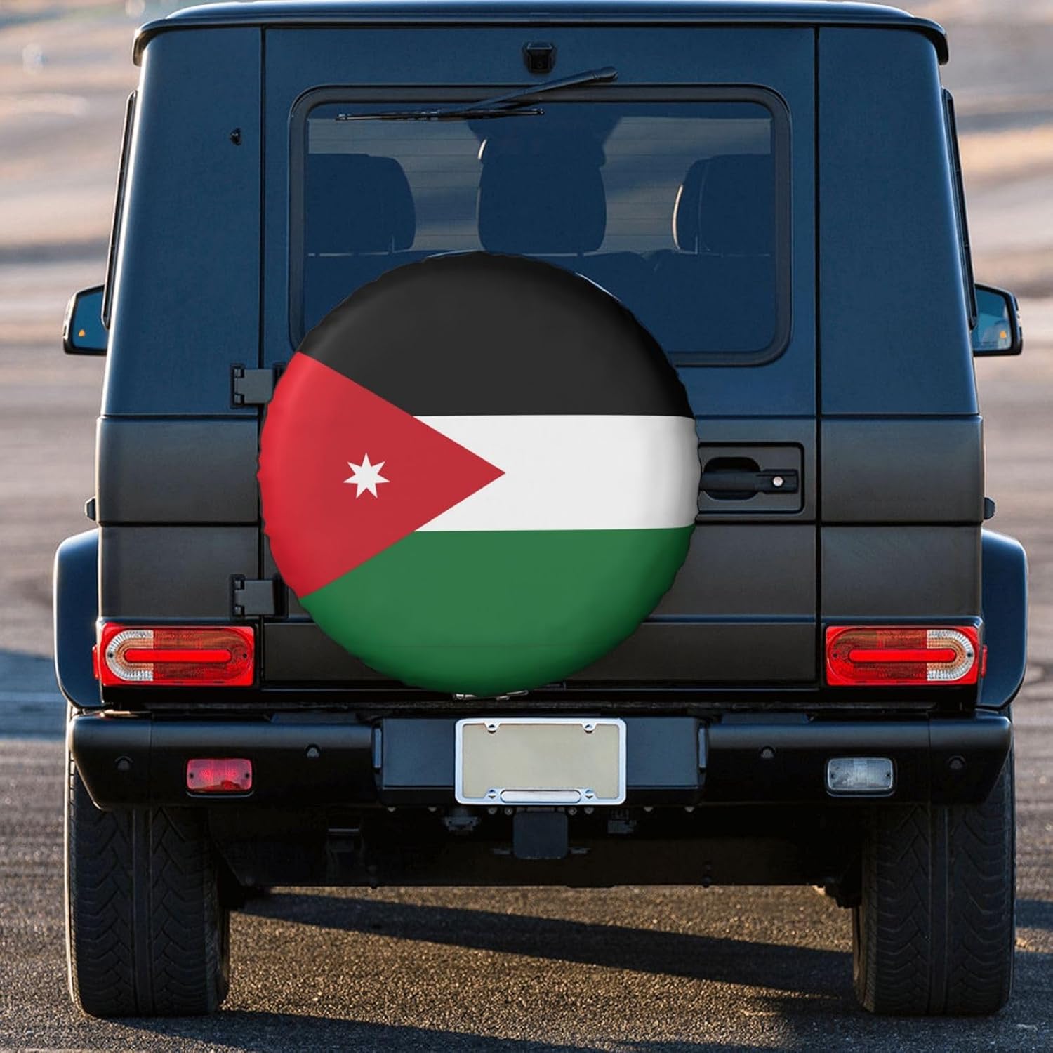 Jordanian Flag Print Tire Cover Universal Spare Wheel for Trailer Rv SUV Truck Camper Travel Accessories