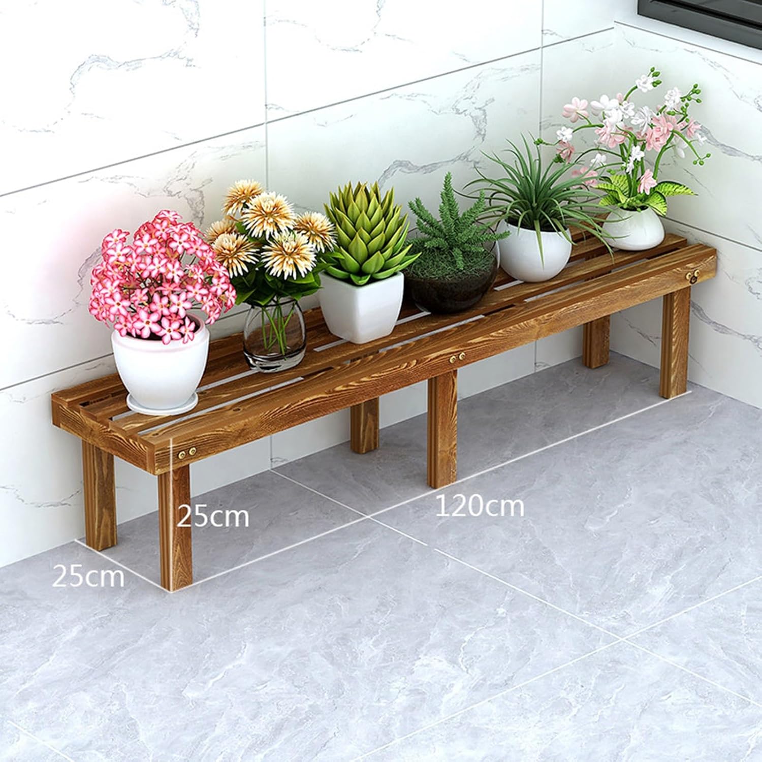 plant-racks Wooden Plant Stand, Flower Shelf, Freestanding Pot Holder Rack For Indoor Outdoor, For Living Room, Bedroom, Garden, Patio, Balcony, Office(120*25*25cm)