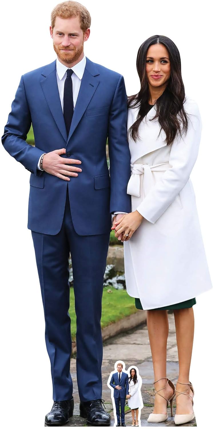 STAR CUTOUTS Life Size Cut Out with Mini Version of Prince Harry and Meghan Markle, Cardboard, Multi-Colour, 186 x 92 x 186 cm