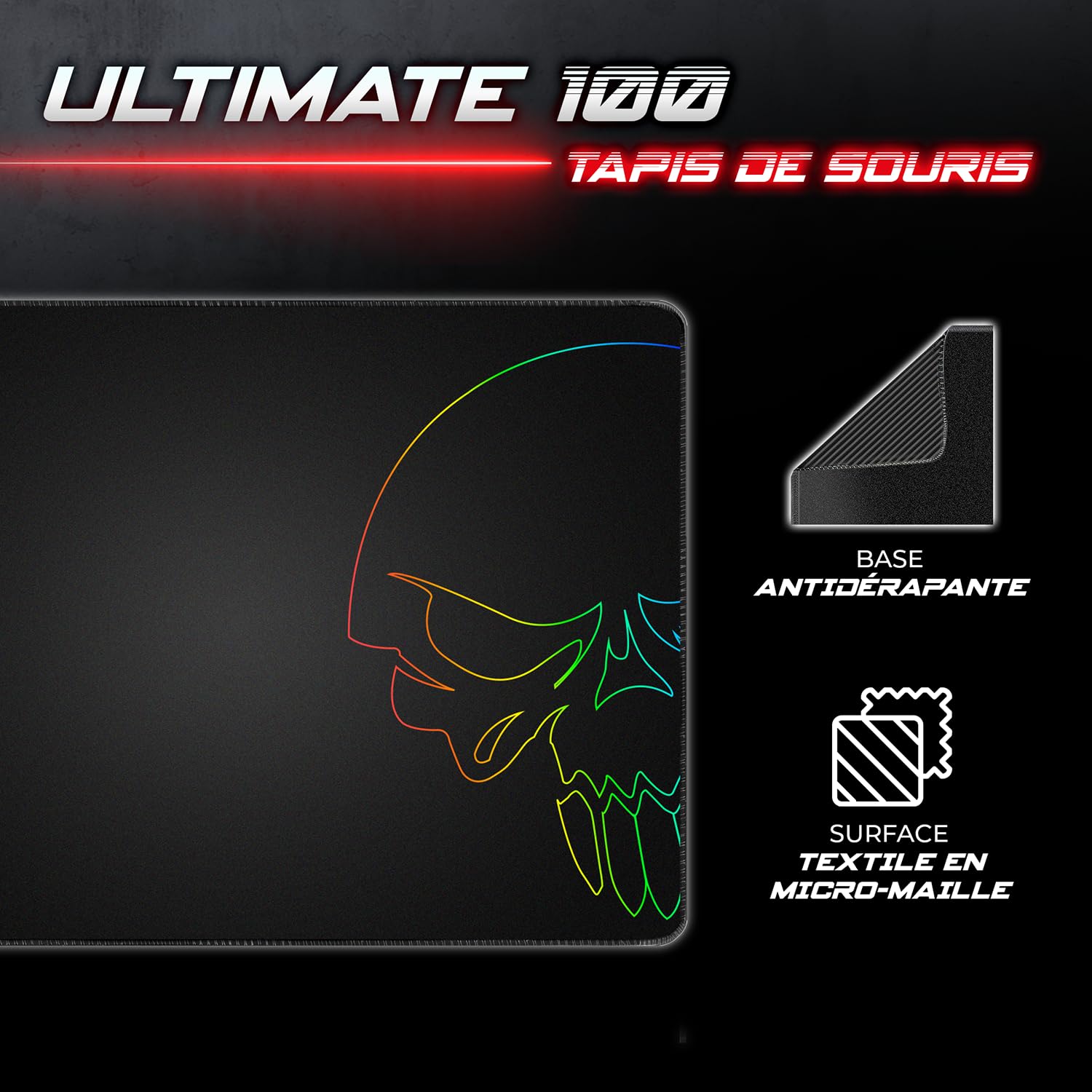 Spirit of Gamer - Ultimate 100, Pack Tastiera Mouse Gamer 4in 1 cablata RGB, Cuffie Gaming & Tappetino in tessuto, Tastiera semi-Meccanica AZERTY FR, 6 Tasti Anti-Ghosting, Mouse Gamer 7 Pulsanti 8000