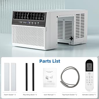 Antarctic Star 10,000 BTU U-Shaped Window AC, Cools up to 450 Sq.Ft., 6 Modes & 24H Timer, Ultra Quiet, Full Window View, Energy Saving, Easy to Install, White