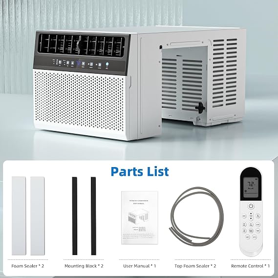 Antarctic Star 10,000 BTU U-Shaped Window AC, Cools up to 450 Sq.Ft., 6 Modes & 24H Timer, Ultra Quiet, Full Window View, Energy Saving, Easy to Install, White