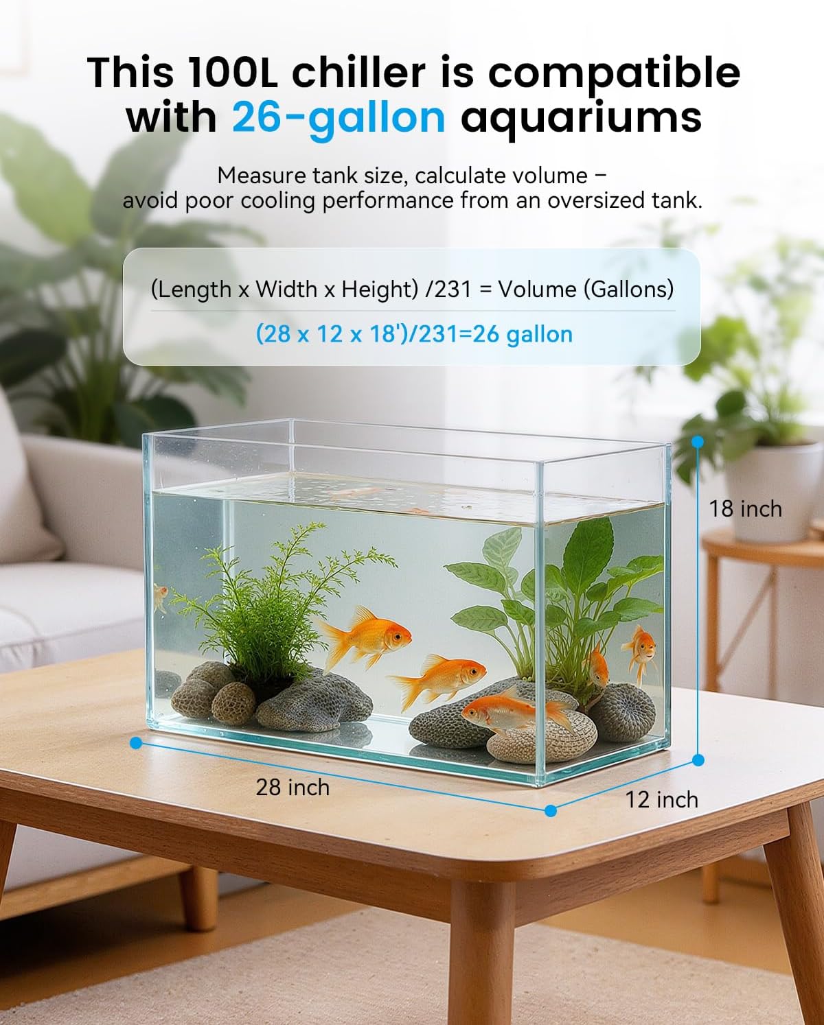 BAOSHISHAN Aquarium Chiller 26gal 1/13 HP Fish Tank Chiller Water Chiller for Aquarium with Pipe Clamp Suction Cup Compressor Refrigeration Quiet Chiller for Axolotl Coral Jellyfish