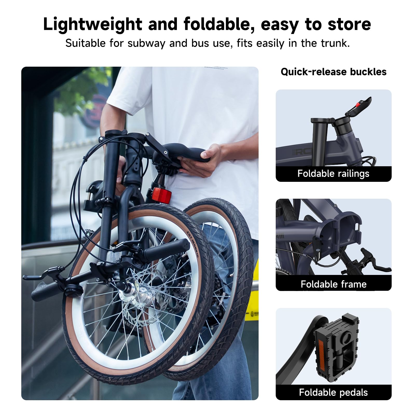 Jeu De Roues Vélo Pliant 14 Pouces BYA412 - Double Paroi 20 Trous - Moyeu Roulement