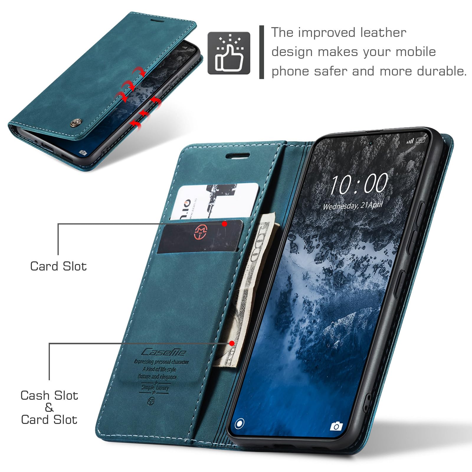 PEIYE Cover per Honor 400 Pro, Custodia Libro Flip in PU Pelle Cerniera Portafoglio, Porta Carte e Chiusura Magnetica, Antiurto e Supporto Pieghevole - Nero